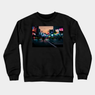 Tokyo City Street View With Neon signs / Tokyo, Japan Crewneck Sweatshirt